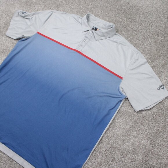 Callaway Opti-Dri Polo Shirt Mens XL Blue/Gray Polyester Stretch S/S Pullover - Picture 3 of 13